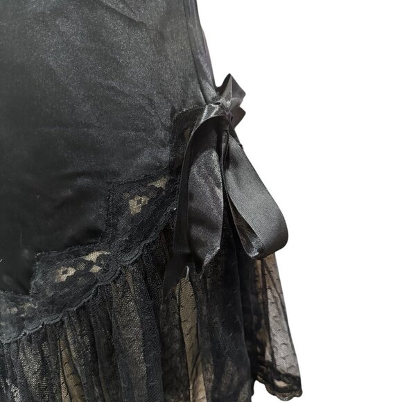 Vintage Victoria’s Secret Black Satin & Lace Asymmetrical Slip Nightgown – Small - Picture 4 of 6